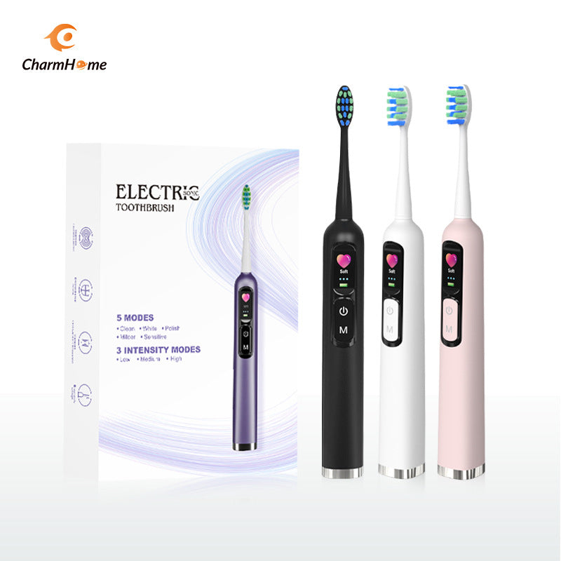 Smart Sonic Electric Toothbrush with LED Display – 5 Modes & 3 Intensities Rechargeable Toothbrush
